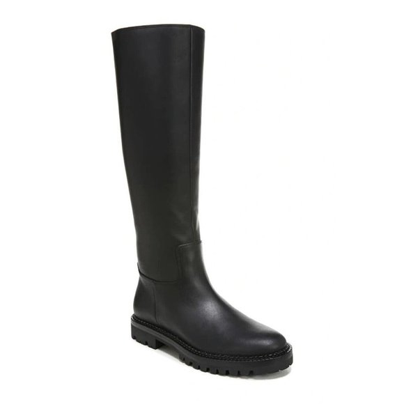 New! VINCE Collin Water Resistant Knee High Lug Boot Black Size 6 US DD336